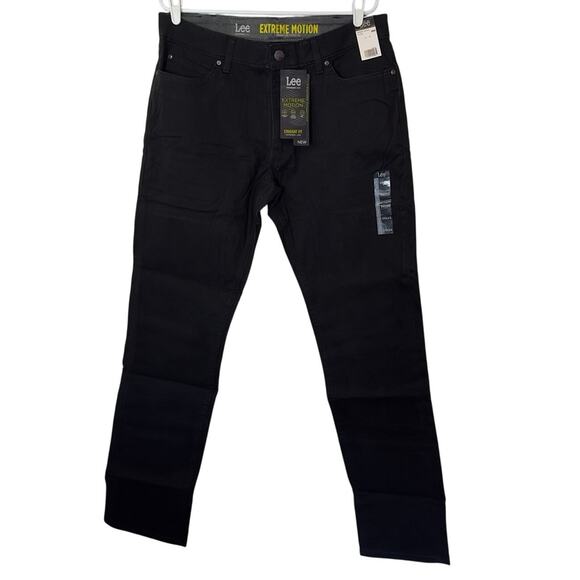 NWT Men’s Lee Straight Fit Performance Stretch Pants Size 34x34 Union All Black - Picture 1 of 12